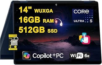 OmniBook X Flip 2-in-1 Laptop 14" WUXGA IPS Touch (400nits) Intel 8-core Ultra 5 226V (Up to 40 Tops) 16GB RAM 512GB SSD for Creator Designer Business Professional Win11 ICP Hub