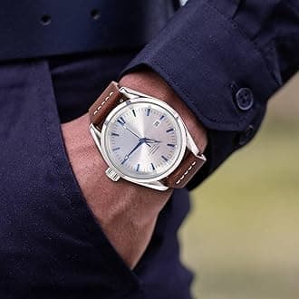 WOCCI 21mm Old-fashioned Watch Band for Men, Top Grain Leather, Black Matte Buckle (Pecan Brown)