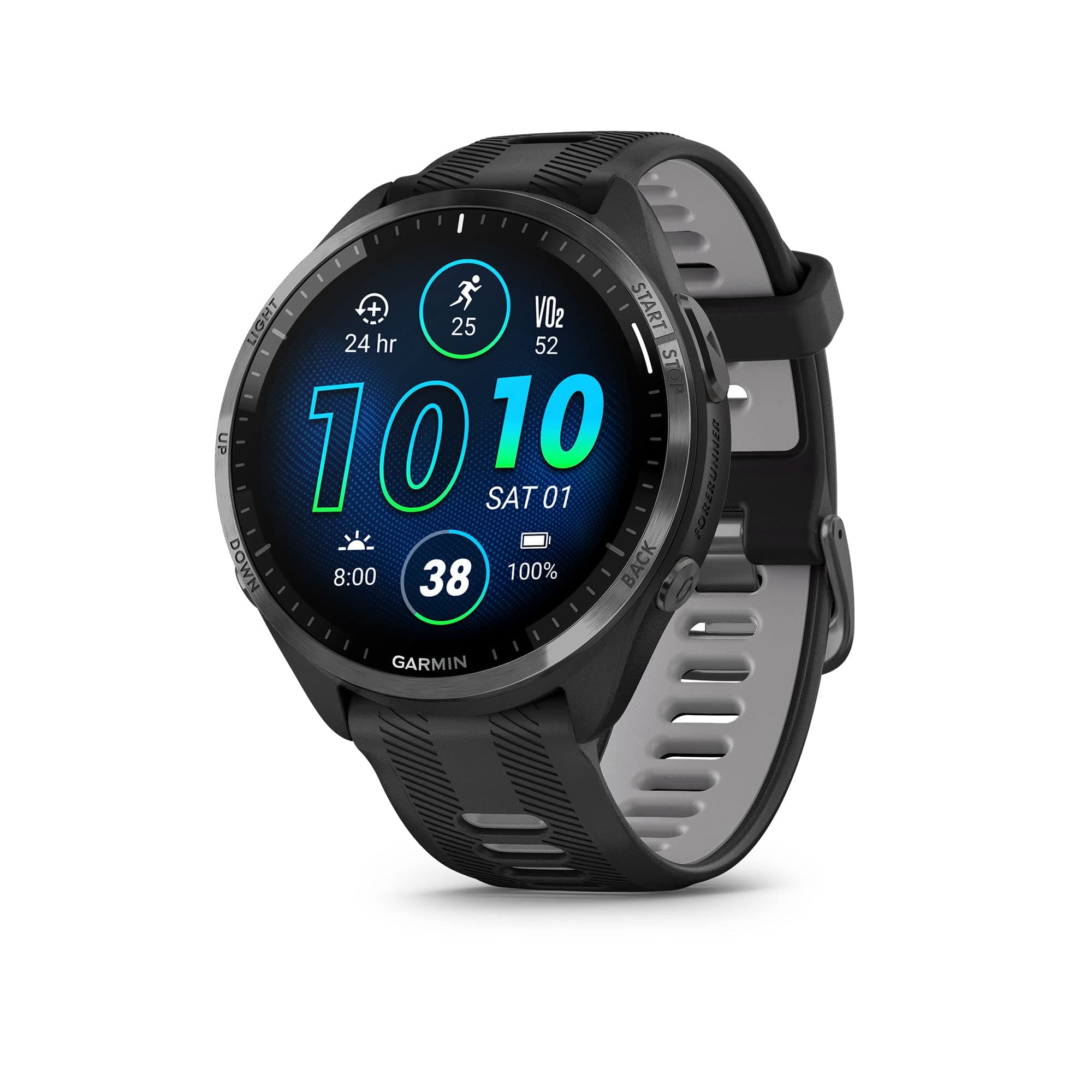 Garmin Forerunner® 965 Running Smart Watch, Colorful AMOLED Display, Training Measures and Recovery Information, Black and Powder Grey, 010-02809-00