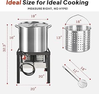 60QT Seafood Boil Pot with 45 QT Basket | Dust Cover | 12-Inch Skimmer | Crawfish Boiler & Crab Boil Pot | 110,000BTU Jet-Burner | 20PSI CSA Certified Regulator | Ideal for Outdoor Cooking