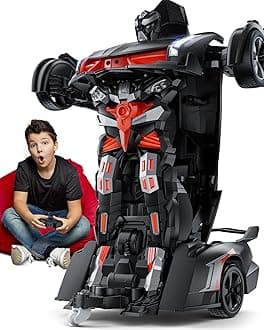 - V992 Transform Robot RC Car, 1:14 Scale, 2-in-1 Robot Toy Car with Sound & Light Effects, Gesture Sensing, Automatic Deformation, Ideal Gift for Boys and Girls