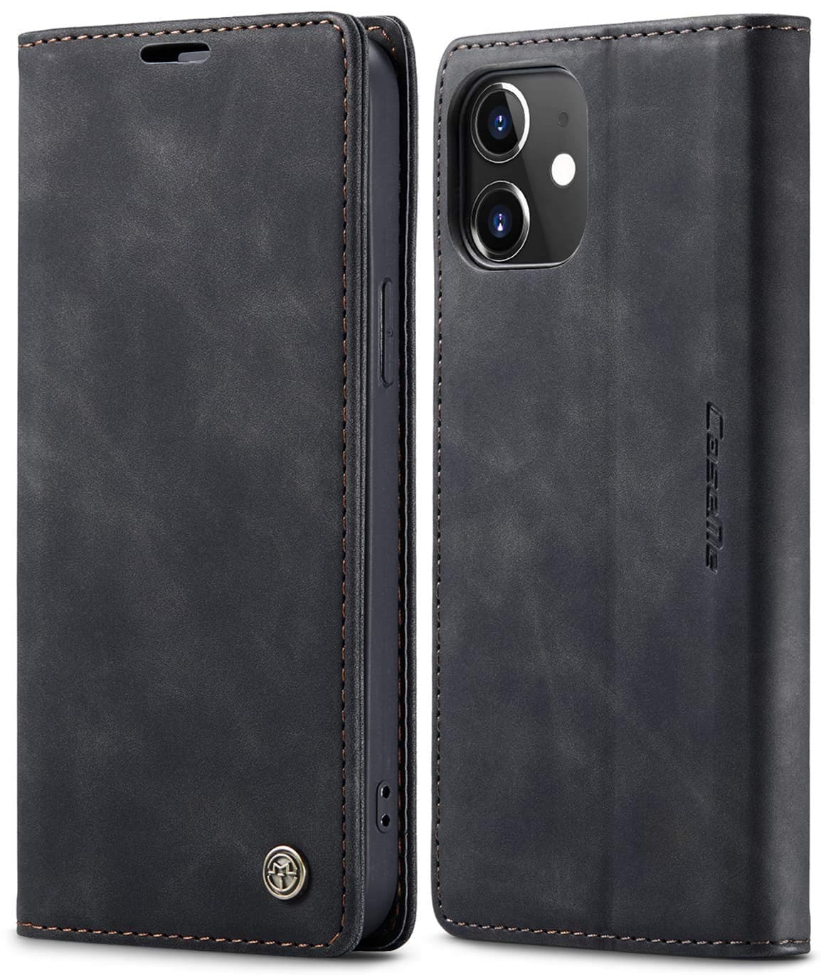 Leather Wallet Case for iPhone 12/12 Pro - Folding Flip Case with Credit Card Holder and Magnetic Closure