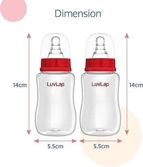 Luv Lap Anti-Colic Slim Neck Essential Baby Feeding Bottle, 125ml, Pack of 2