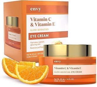 Envy Vitamin C & Vitamin E Under Eye Cream – Visibly Improves Dark Circles & Puffiness – Anti-Aging, Dermatologist Tested, Cruelty-Free Korean Skincare for All Skin Types – 1.01 oz