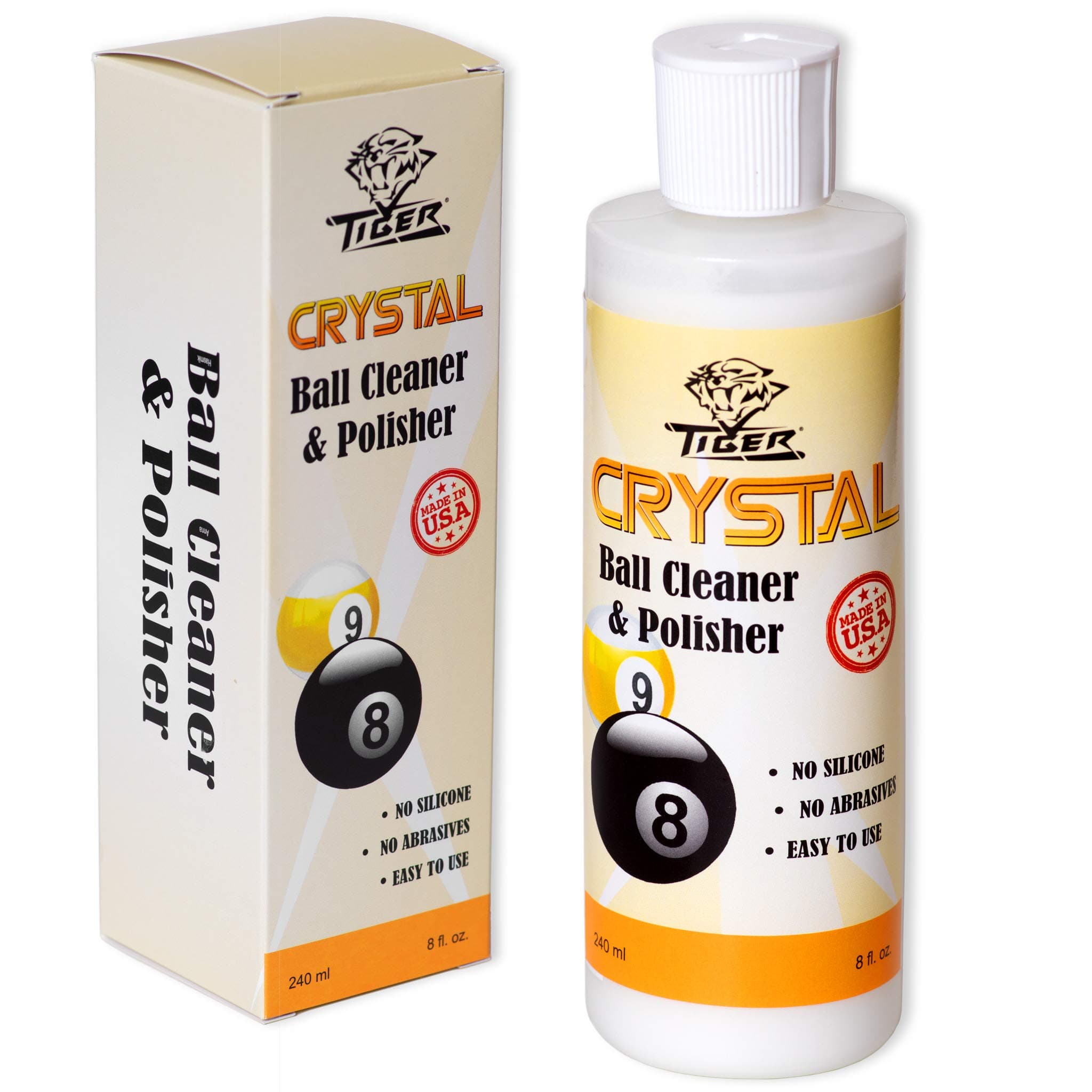 Tiger Crystal Billiard Pool Table Ball Cleaner and Polisher 8 Ounce Bottle