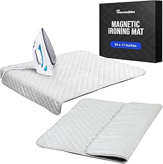 Houseables Ironing Blanket, Magnetic Mat Laundry Pad, 48x85cm, Gray, Quilted, Washer Dryer Heat Resistant Pad, Iron Board Alternative Cover