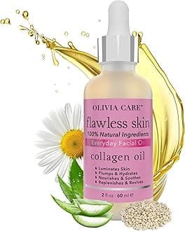 Collagen Facial Oil - Flawless Essential Facial Oil 100% Natural. Nourishing, Reviving & Hydrating Soothing - For All Skin Types - 2 fl oz (Collagen)