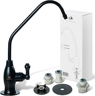 RO Water Filter Faucet - Black, Stainless Steel, 304, Brushed, 1-Handle, 360 Swivel, Classic, Deck Mount, Single Hole, for Kitchen