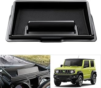 Autorder Center Console Dash Organizer for 2019-2022 2023 2024 2025 Suzuki Jimny JB64 JB74 Accessories Dashboard Insert Tray with Cellphone Holder Storage Box with Anti-Slip Mat