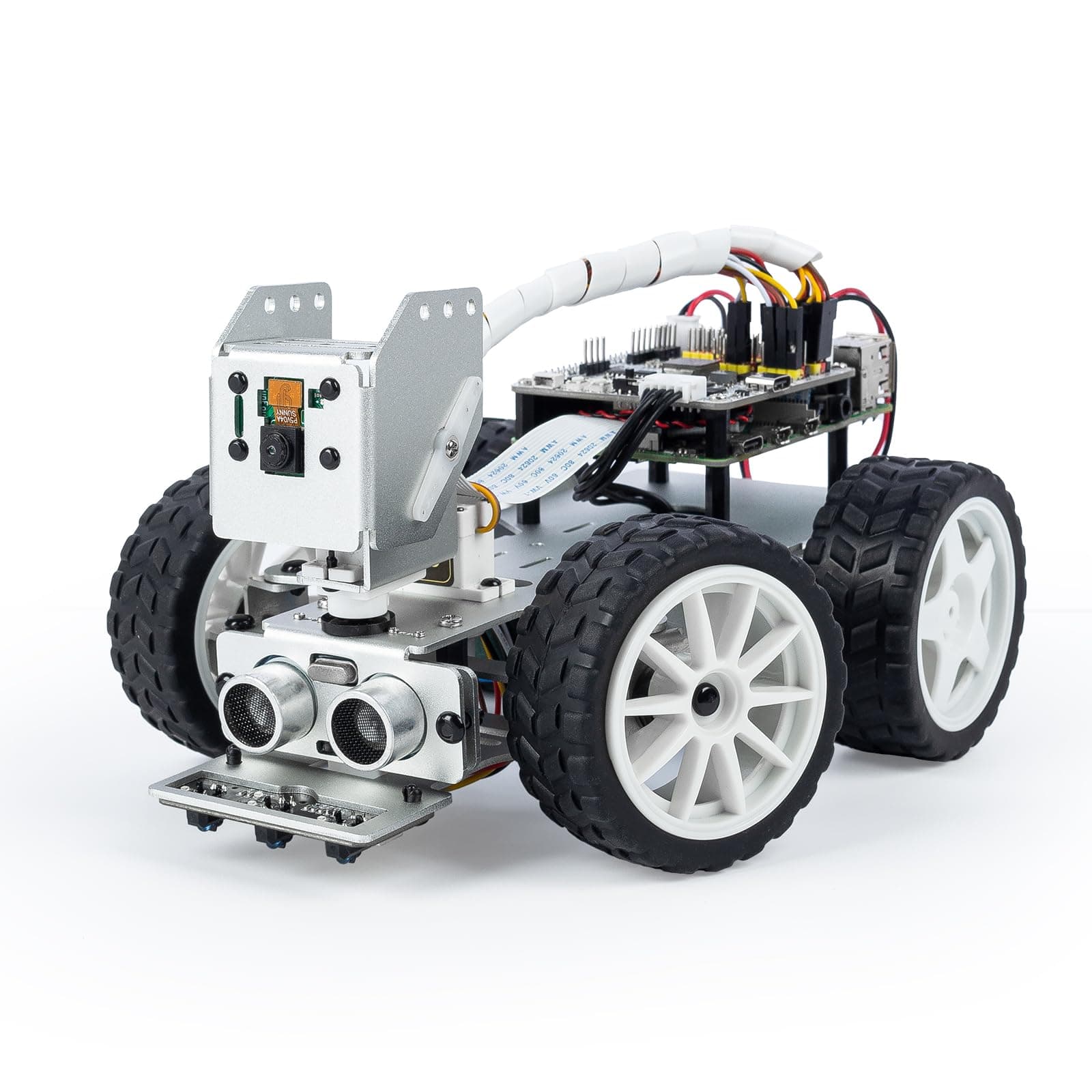 Picar-X AI Video Robot Car Kit for Raspberry Pi Age 15+ 5/4/3B+/3B, ChatGPT-4o Enabled with Voice Command & Video Recognition, Python, Scratch, Camera, Mic, Rechargeable Batterry (RPI NOT Included)