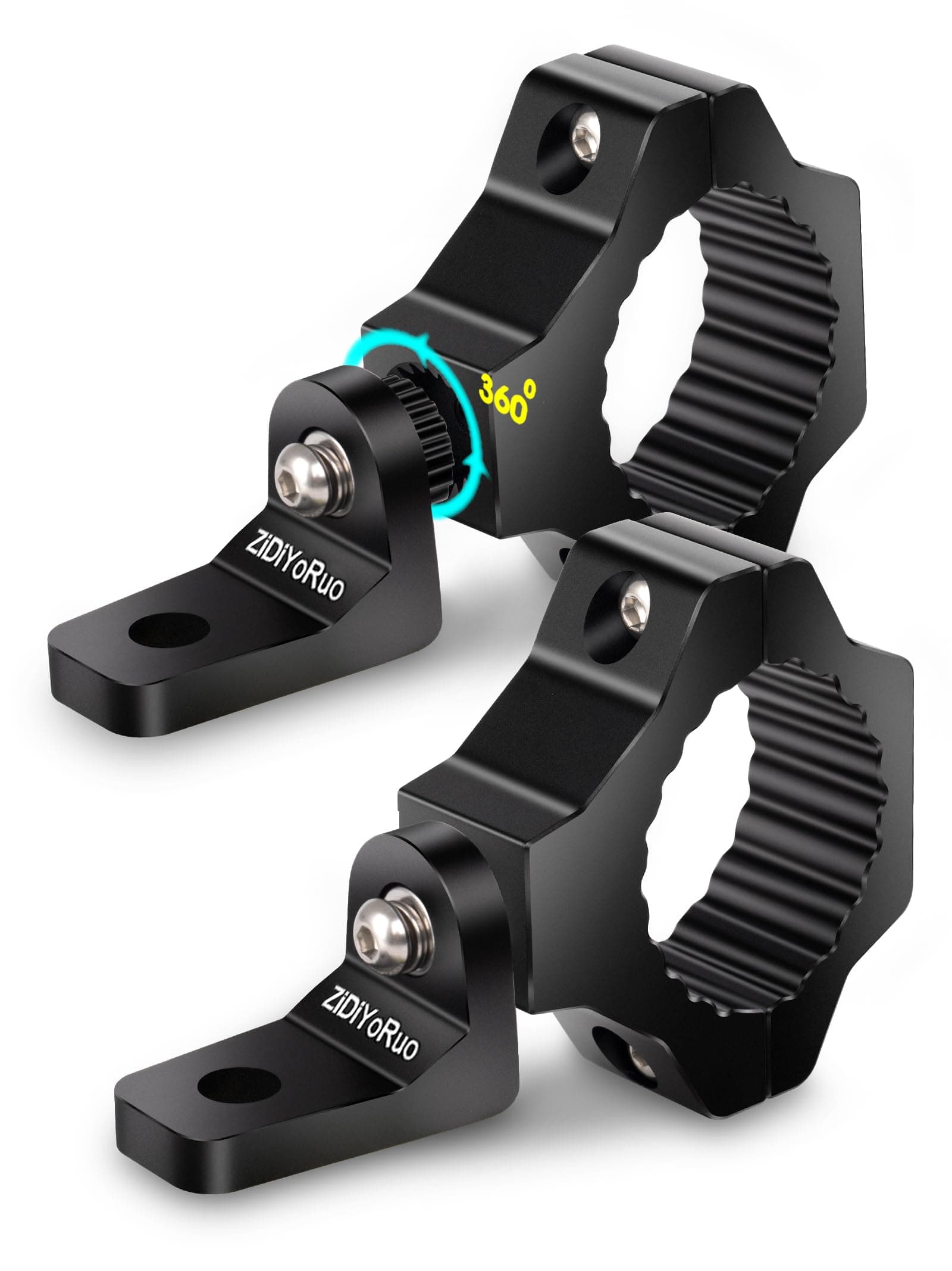 Light Bar Mounts - 360° Rotation Mounts for Roll Bars, Mounting Fog/Driving/Work LED Lights on UTV, Jeep, Truck(1.75"-2" Bars) - for Off-Road Adventure & Farm/Ranch Night Work (2pcs)