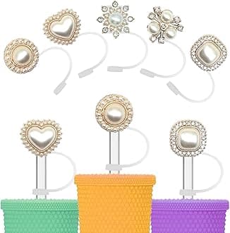 YKIAMGH Glitter Silicone Straw Toppers Cap for Tumbler, Reusable Straw Cap Accessories Compatible with 0.24-0.32 Inch Straw, Simple Modern Cute Straw Cover for Water Bottle