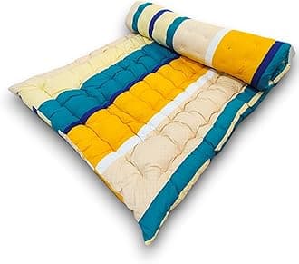 Soft Cotton Foldable Mattress - Lightweight, Firm Single Gadda | 3D Design Print, 72x36 Inches (3x6 ft) | Portable for Picnic, 1 Sleeping Capacity (Beige Design Mattress)