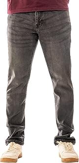 Vasego - Men's Denim Jeans Straight Fit - Classic Fit - Basic Denim Mens Jeans Trousers - Black & Blue - Work Clothing - Straight Cut