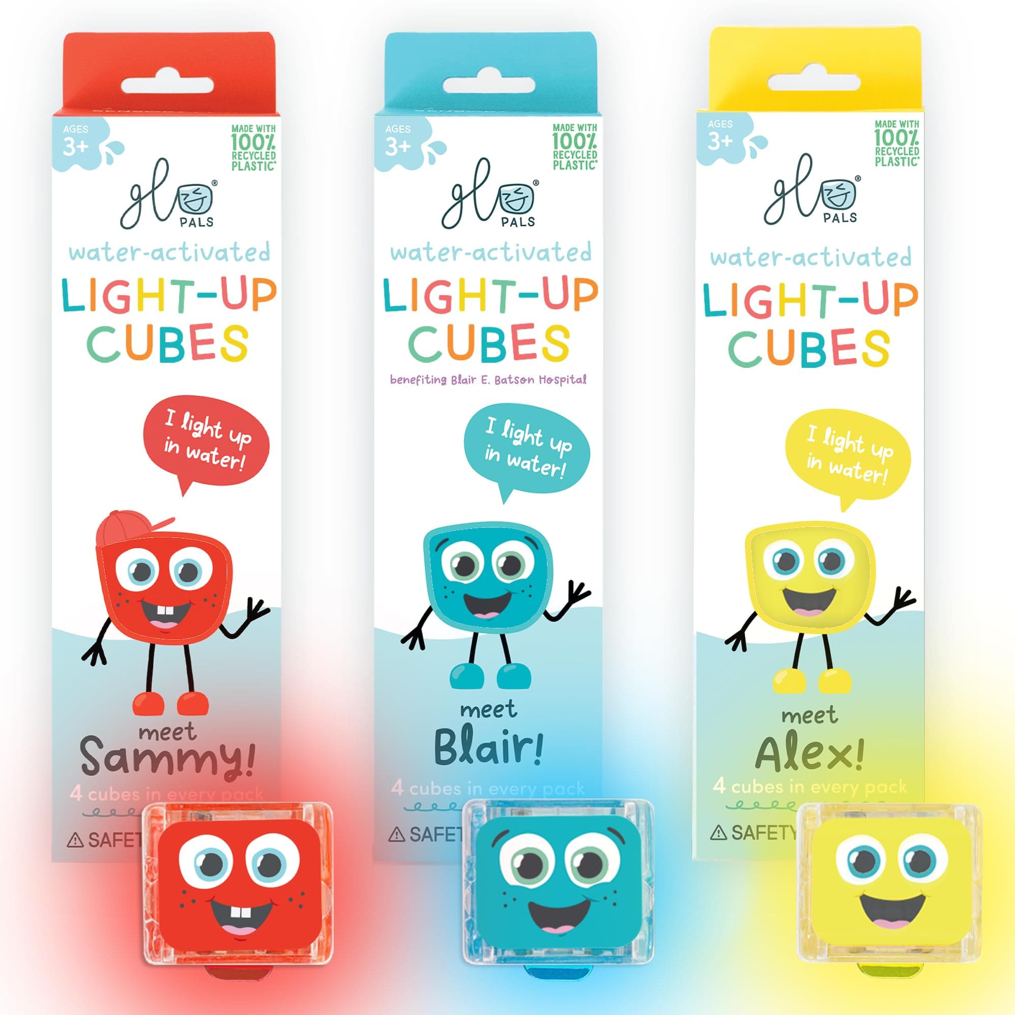 Glo Pals Water-Activated Light-Up Cubes Bundle for Sensory Play – 12 Pack (Primary Pals)