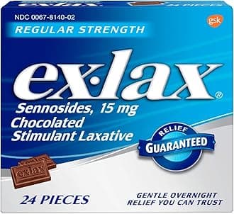 Ex-Lax Regular Strength Stimulant Laxative Chocolated Pieces, 24 count
