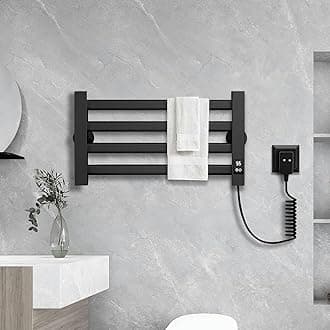 Radiator Towel Rail 55W Towel Warmer Rail for Bathroom Radiator Towel Rail with LED Screen Electric Towel Rail with Timer and Thermostat Carbon Fiber Heater Hot Towel Warmer