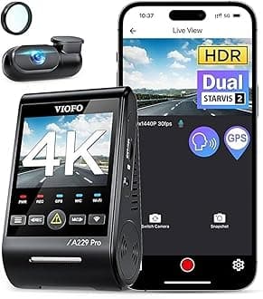 VIOFO A229 Pro 4K HDR Dash Cam, Dual STARVIS 2 IMX678 IMX675, 4K+2K Front and Rear Car Camera, 2 Channel with HDR, Voice Control, 5GHz WiFi GPS, Night Vision 2.0, 24H Parking Mode