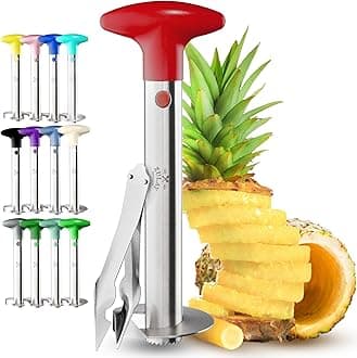 Stainless Steel Pineapple Corer & Slicer – Heavy Duty Pineapple Cutter & Eye Removal Tool – Effortless Core Remover Tool with Sharp Reinforced Blade & Ergonomic Handle - Red