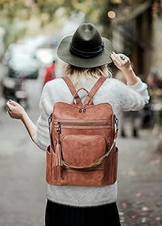 Shrrie Vegan Leather Laptop Backpack for Women 15.6 inch Work Backpack Fashion Travel Backpack Purse for Business College