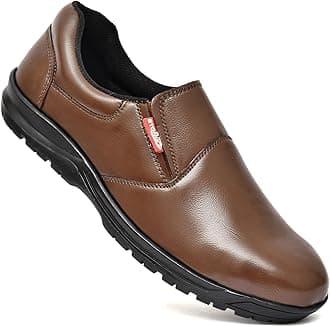 STONIX® Ninja Genuine Leather Safety Shoes Men's| Steel Toe with Slip-Resistant Outsole| Lightweight & Durable| Waterproof Construction and Industrial Work, (SIZE-07, Brown Color)