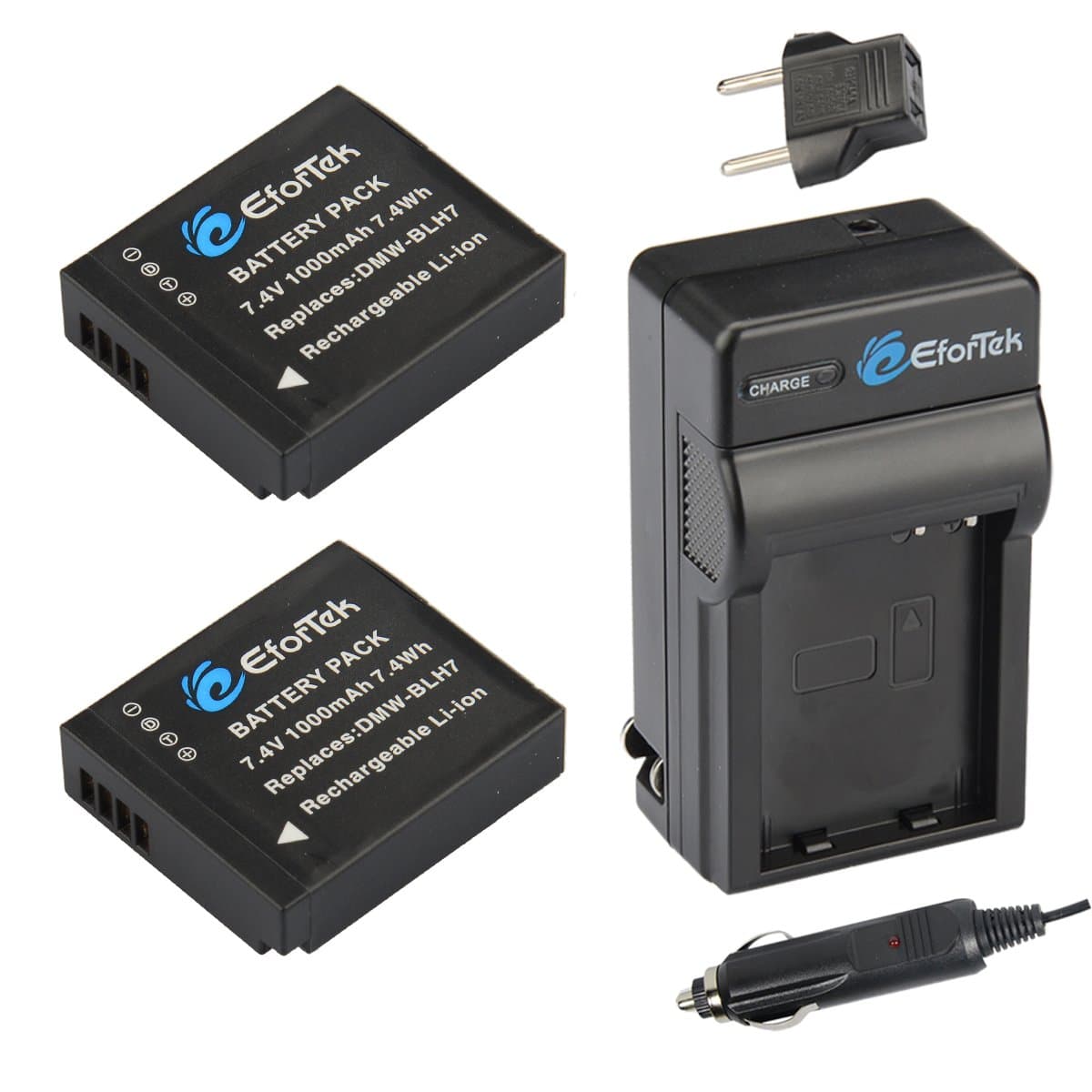 DMW-BLH7 Replacement Battery (2-Pack) and Charger Kit for Panasonic DMW-BLH7, DMW-BLH7E, DMW-BLH7PP and Panasonic Lumix DMC-GM1,DMC-GM1K,DMC-GM1KS,DMC-GM5