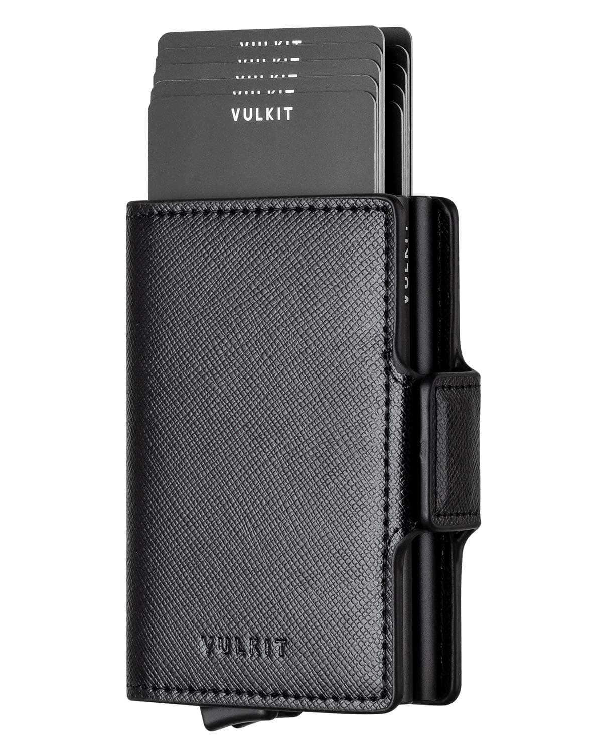 VULKIT Credit Card Holder RFID Blocking Leather Automatic Pop Up Wallet Slim Money Clip Wallet Double Card Case for Men and Women
