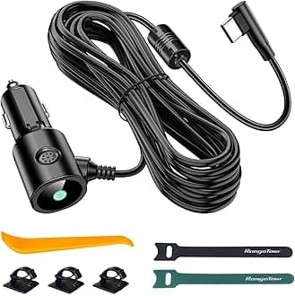 Dash Camera Car Charger, USB-C Interfaces, L-Type Driving Recorders Power Cord Universal Car Adapter Power Cord 22AWG 3.5m/11.5ft 12V/24V to DC5V 2.5A