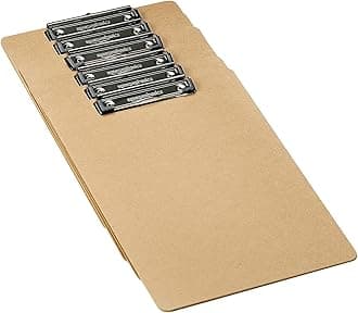 Amazon Basics Hardboard Office Clipboard, Low-Profile, Letter Size, 9" x 12.5", Brown, 6-Pack