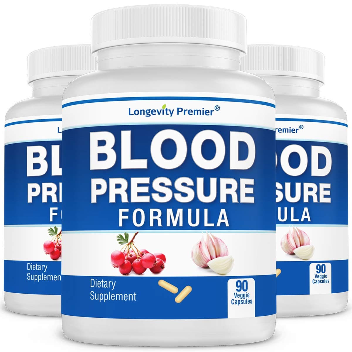 [3-Bottle Value Pack] Longevity Blood Pressure Formula - with 12+ Natural Herbs. Dietary Support Supplement