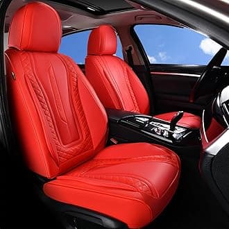 Coverado Car Seat Covers, Front Seat Cover 2-Pack, Faux Leather Waterproof Seat Covers, Car Seat Protectors,Driver Seat Covers Automotive Seat Covers Accessories Universal Fit Most Vehicles Red