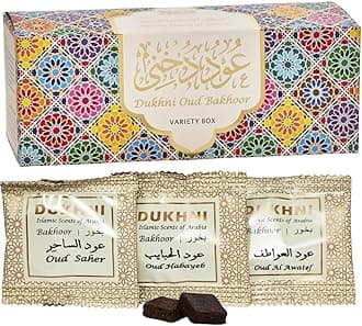 Oud Bakhoor Variety Box دخني عود بخور by Dukhni | Assorted Box | 30 pieces Bakhoor | Gift Set & Refill Kit | Arabic Bakhoor Incense | Perfect For Ramadan Prayer and Gifting | Luxurious, Long Lasting