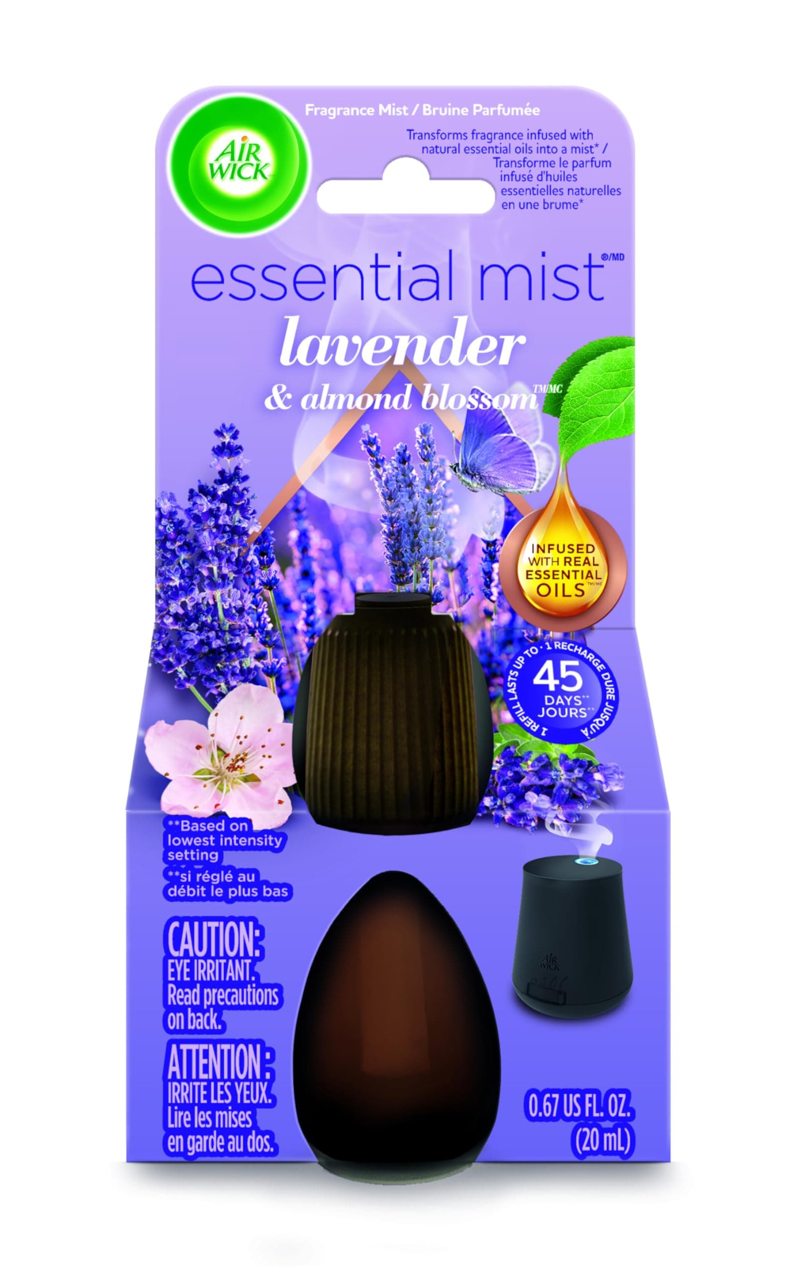 Air Wick Essential Oils Diffuser Mist Refill, Lavender & Almond Blossom, 1Ct, Air Freshener, Pack of 1