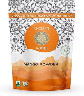 Ancient Roots Mango Fruit Powder - All-Natural Fruit Powder, Filled with Antioxidants, No Sugar Added, Indian Mango, Tropical Smoothie Mix - 3.5 ounces (25 Servings)