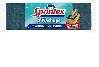 Spontex Washups General Purpose Sponge Scourers | 6.8 x 4 x 8.6cm | Pack of 4
