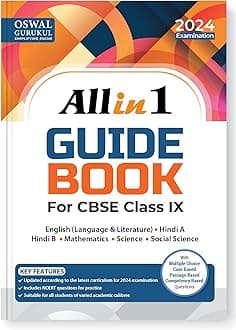 Oswal - Gurukul All in 1 Guide Book for CBSE Class 9 Exam 2024 - NCERT Questions, Latest Syllabus Pattern MCQs/Case/ Passage/Picture Based (English, Hindi A & B, Science, Social Science, Maths)