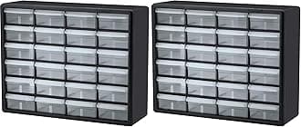 Akro-Mils 24-Drawer Plastic Storage Cabinet | 20" W x 6" D x 16" H | Black | Model 10124 | Garage Organization
