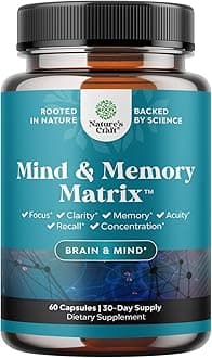 Mind and Memory Supplement for Brain Health - Nootropics Brain Support Supplement for Mental Focus Concentration and Performance - Brain Vitamins Blend for Cognitive Function Energy and Focus Support