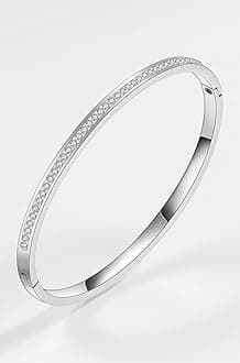 Anti Tarnish Jewellery | 18K Gold Plated Stainless Steel Openable Crystal Bracelet | Latest Stylish Cuff Bangle | Love Friendship Couples Gifts for Women Girls Mother Sister Wife Girlfriend