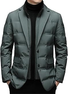 JEsilunmaMY Men's Suit Collar Insulated Puffer Jacket Winter Thermal Business Blazer Down Coats Windproof Padded Puffy Coat