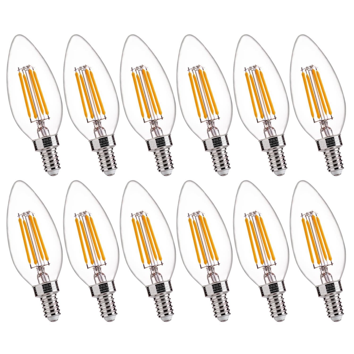 FLSNT B11 E12 LED Candelabra Bulbs 60W Equivalent, Dimmable LED Candle Light Bulbs, 2700K Soft White (Warm Light), Pack of 12