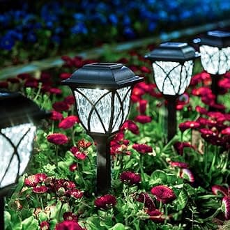 8 Pack Solar Lights Outdoor Waterproof, LED Solar Garden Lights, Outdoor Decorations, Garden Decor for Yard, Patio, Landscape, Planter, Walkway (Cold White)