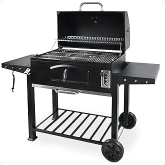 Grill Boss Charcoal Grill with Large 32-Inch Cooking Area - Includes Warming Rack, Side Shelves, Bottom Storage and Wheels for Outdoor BBQ, Tailgating, Camping & Backyard Grilling
