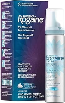 5% Minoxidil Foam, Topical Once-A-Day Hair Loss Treatment for Women to Regrow Fuller, Thicker Hair, Unscented, 2-Month Supply, 2.11 oz