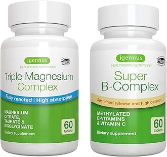 Super B Complex & Triple Magnesium Complex, High Absorption Vegan Bundle, by Igennus