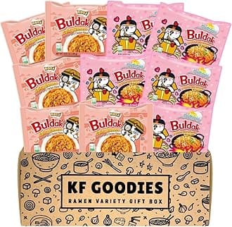 KF GOODIES Korean Ramen Variety Pack Gift Box (10 Count) – Spicy Buldak Noodle Assortment for Birthdays, College Care Packages, Office Snacks, and Gift Baskets