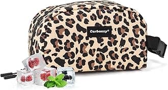 Cerbonny Small Cooler Bag Freezable Lunch Bag for Work School Travel, Leak-proof, Insulated, Waterproof, Brown Leopard