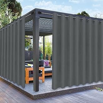 PureFit Outdoor Curtains for Patio Waterproof Weatherproof, UV and Fade Resistant Outside Curtains for Gazebo, Front Porch, Pergola, Sun Blocking Privacy Curtain, 120W x 95L inch, 1 Panel, Gray