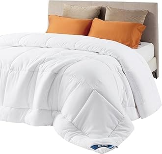 Comforter Duvet Insert - Quilted Comforters Queen Size, All Season Duvet, Down Alternative Bedding Comforter with Corner Tabs(White,Queen 88"x88")
