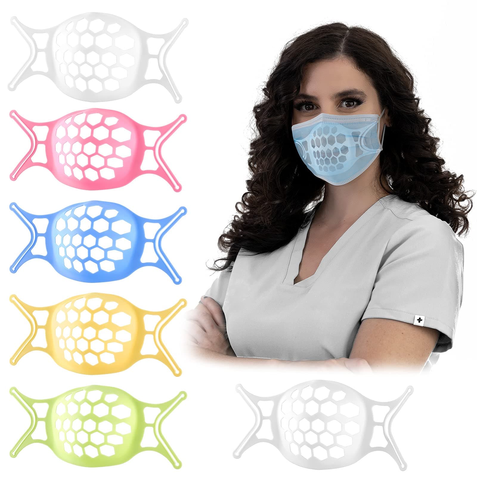 3D Face Mask Bracket Mask Guards for Under Mask Spacers for More Breathing Room Mask Insert Support for Women to Keeps Fabric off Mouth Silicone 6PC Multi Color